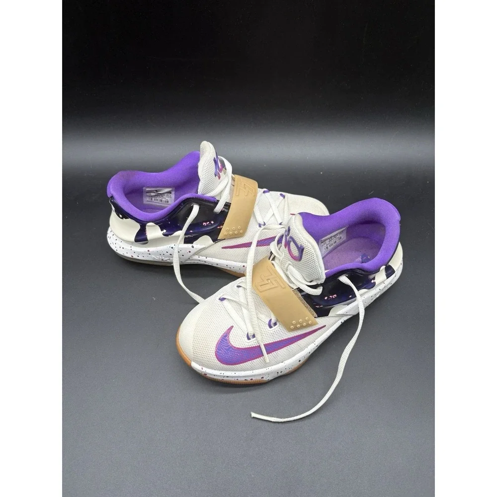 Nike KD 7 PB&J Basketball Shoes Youth 5Y White Purple Good Jelly Drip 669942-155